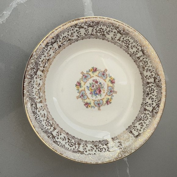 Vintage Parisian Center Coupe Bowl Set Of 2 Warranted 22 K Gold USA 8” Diameter - Picture 2 of 11